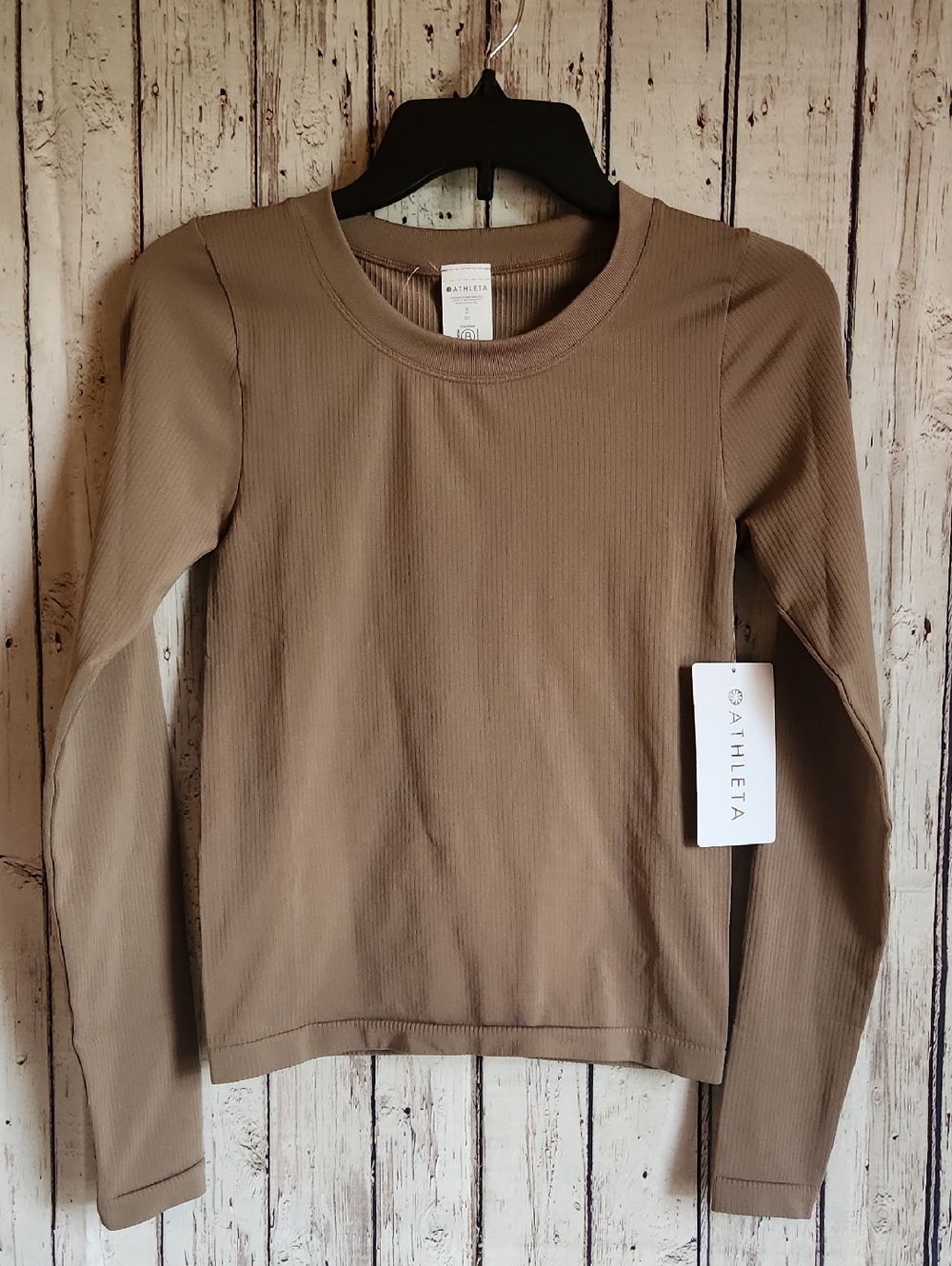NWT Athleta Renew Seamless Crewneck Top - Moss Brown - Small Earth Tone